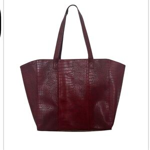 Women’s Vintage Neiman Marcus Red/Burgundy Faux Leather Crocodile Tote, large
